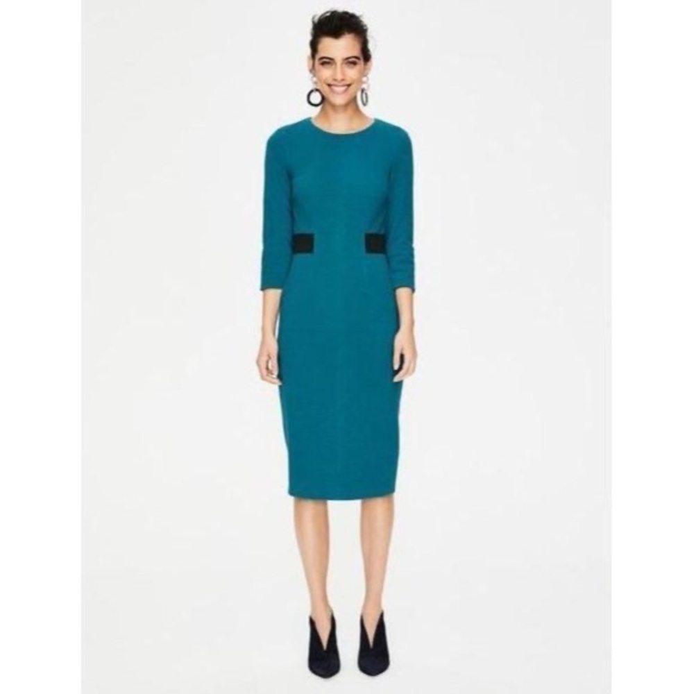 Boden Laura Ottoman Dress Fitted Teal US 16R